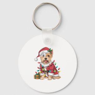 Porte-clés Noël de l'éclairage de Noël Père Noël Westie Chien