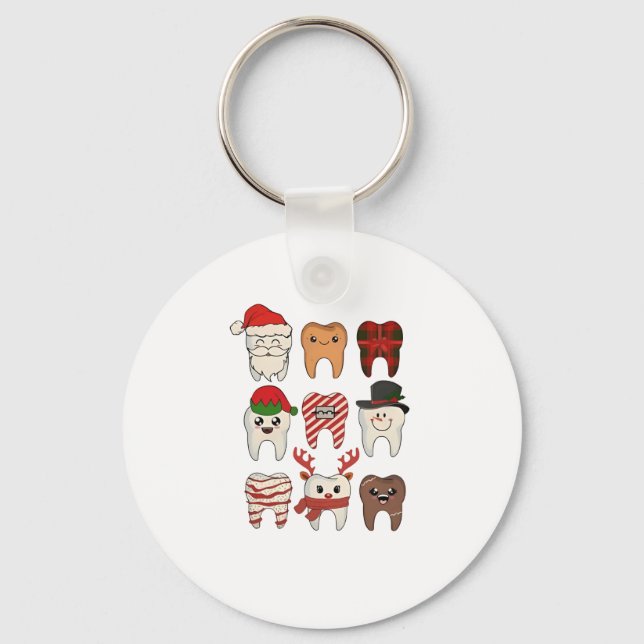 Porte-clés Noël dentaire drôle dentiste vacances (Recto)
