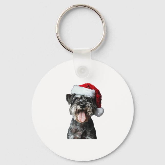 Porte-clés Noël des Schnauzer miniatures (Recto)