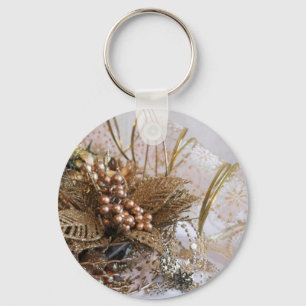 Porte-clés Noël d'or festif