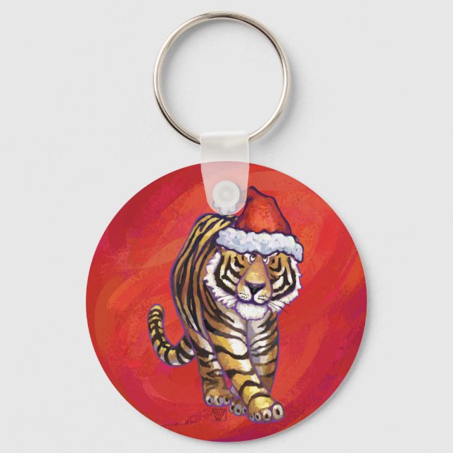 Porte-clés Noël du tigre en rouge (Recto)