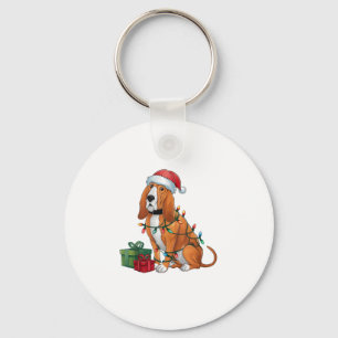 Porte-clés Noël Éclairage Santa Hat Bloodhound Chien Noël