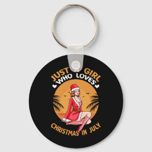 Porte-clés Noël en juillet - Flamant rose drôle de Noël d'été