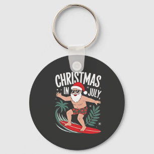 Porte-clés Noël en juillet Funny xmas Noël Santa Plage