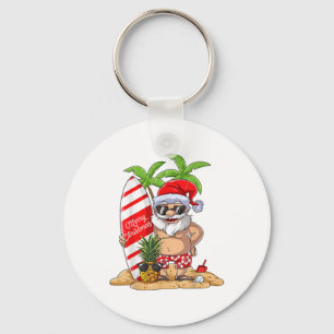 Porte-clés Noël En Juillet Père Noël Hawaiian Surfing Cadeaux