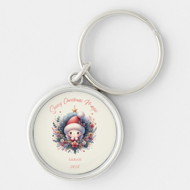 Porte-clés Noël enneigé Métal magique (Devant)