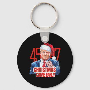 Porte-clés Noël est arrivé tôt drôle Donald Trump Père Noël C