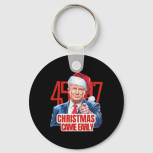 Porte-clés Noël est arrivé tôt drôle Donald Trump Père Noël C