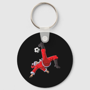 Porte-clés Noël Football Santa Drôle Coup de Pédale de Bicycl