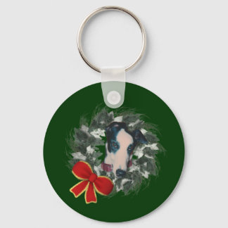 Porte-clés Noël Greyhound Wreath Porte - clé de vacances
