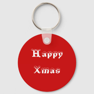Porte-clés Noël heureux. Rouge et blanc. Coutume