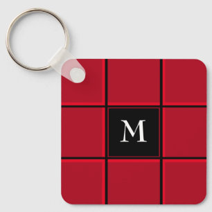 Porte-clés Noël initial unique rouge et noir