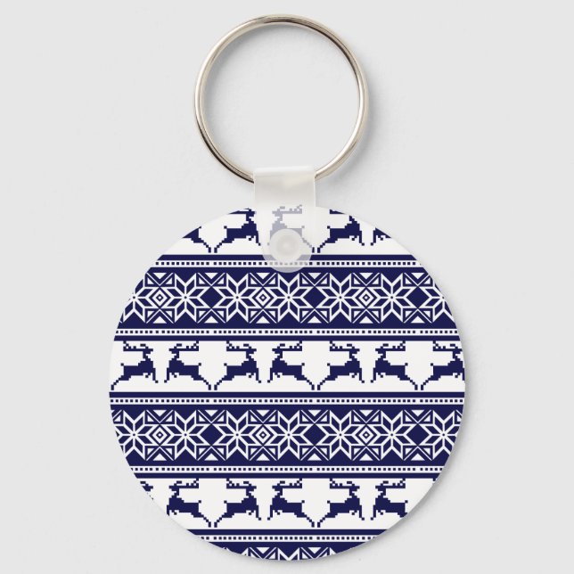 Porte-clés Noël, le bleu et le blanc scandinave (Recto)