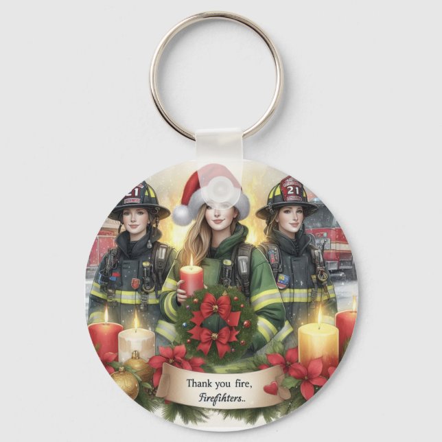 Porte-clés Noël merci aux pompiers (Recto)
