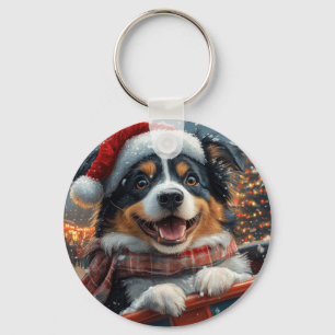 Porte-clés Noël Montagnes Russes Chien Berger Australien