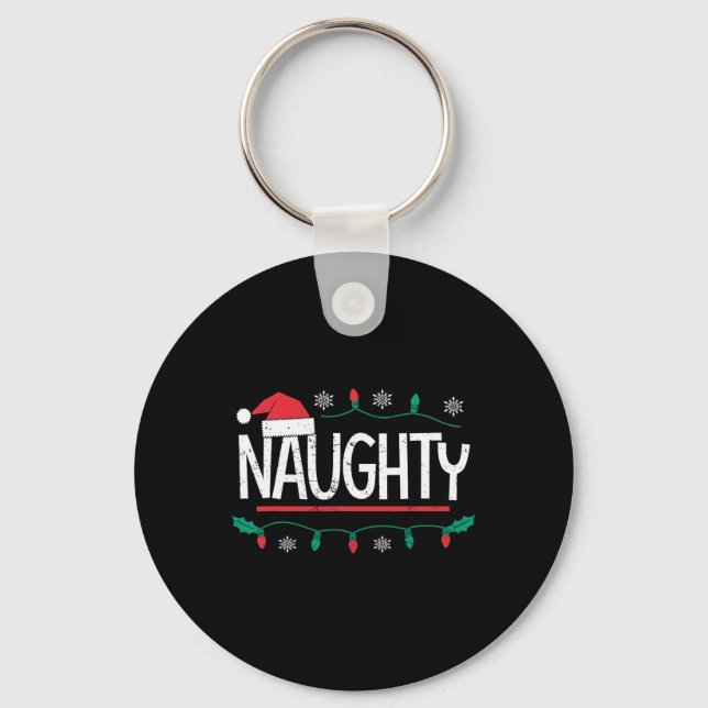 Porte-clés Noël Naughty Nice Matching Funny Xmas Couple (Recto)