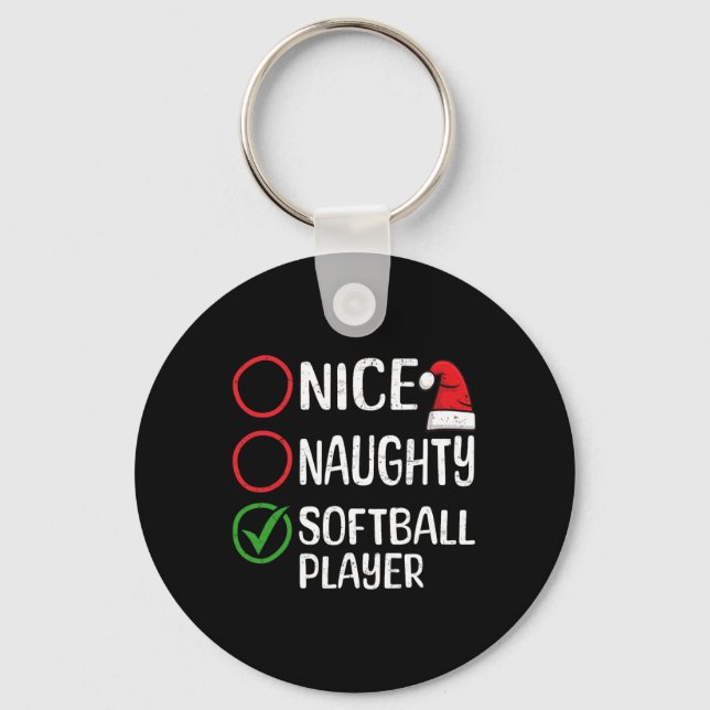 Porte-clés Noël Nice Naughty Softball Player Noël L (Recto)