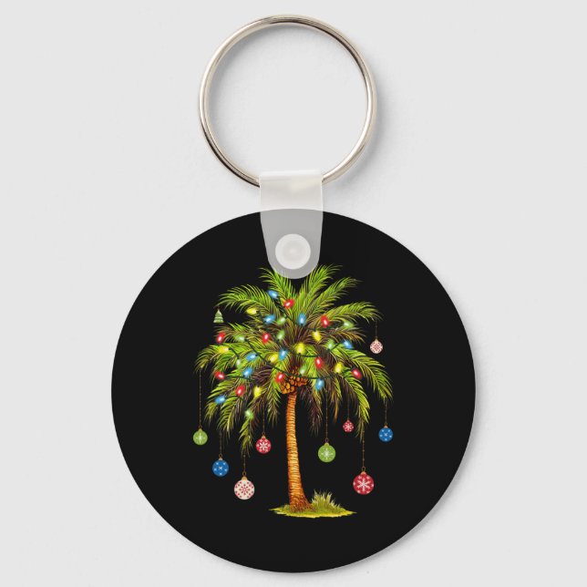 Porte-clés Noël Palm Tree Lumière Hawaï Tropical Noël (Recto)
