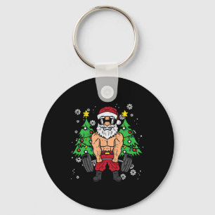 Porte-clés Noël Père Noël Deadlift Xmas Weighight-lift Gym Me