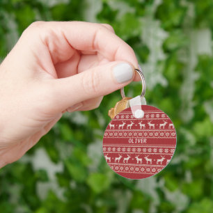 Porte-clés Noël personnalisé au renne nordique