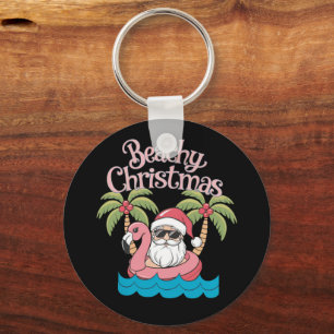 Porte-clés Noël Plage Tropical Vacances Santa Plage 