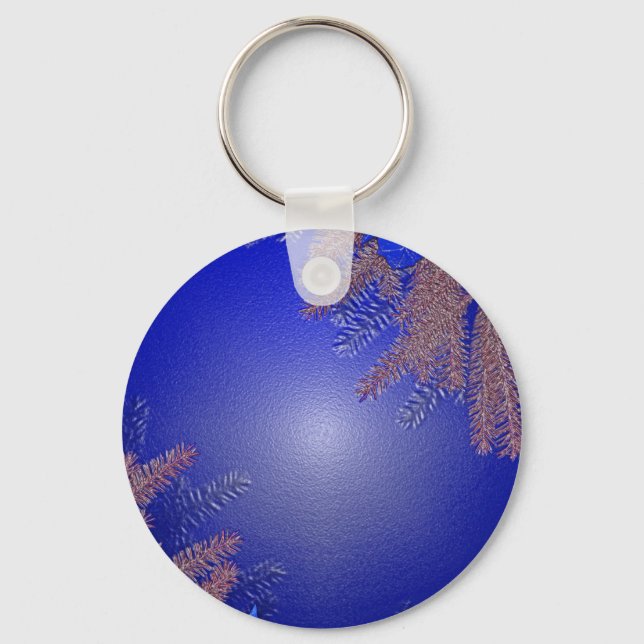 Porte-clés Noël Poinsettia Bleu (Recto)