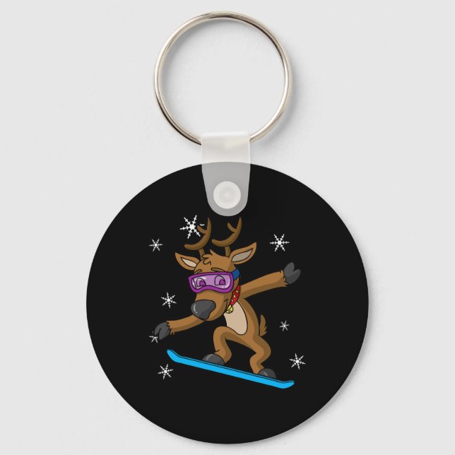 Porte-clés Noël Reindeer Snowboard Snowboard Snowbo (Recto)