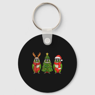 Porte-clés Noël Rétro Perruche à Joues Vertes Perroquet Santa
