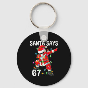 Porte-clés Noël Santa dit 67 Six Seven Mème Drôle Joyeux