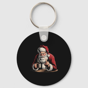 Porte-clés Noël Santa doigt d'honneur sarcasique Xmas drôle