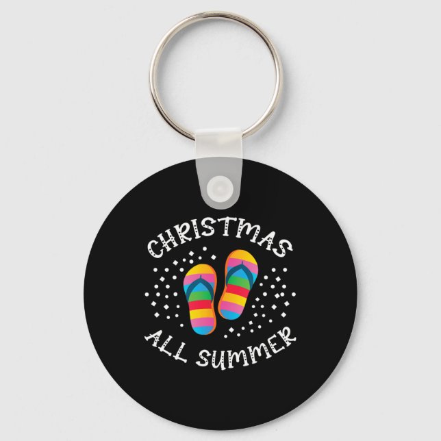 Porte-clés Noël tout été Père Noël Beach Flip Flops été (Recto)