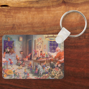 Porte-clés Noël vintage, le Père Noël avec l'atelier des luti