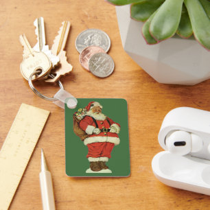 Porte-clés Noël vintage, Père Noël victorien avec des jouets