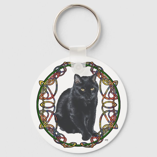 Porte-clés Nœud celtique Chat Noir (Recto)