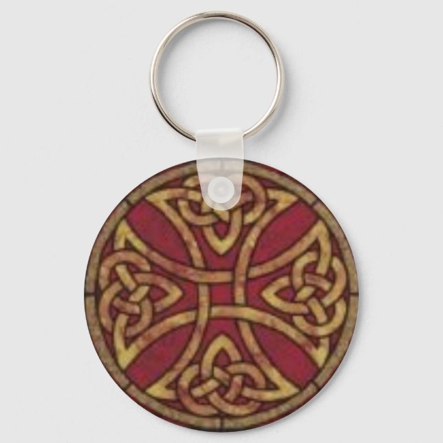 Porte-clés Noeud celtique rouge et or (Recto)
