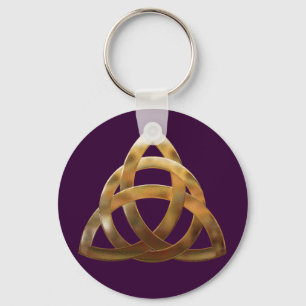 Porte-clés noeud de trinité d'or celtique