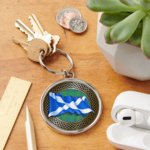 Porte-clés Nœud et drapeau tartan du clan Kennedy