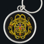 PORTE-CLÉS NOEUDS CELTIQUES D'OR AVEC DRAGONS DOUCES<br><div class="desc">Bijou d'or avec noeuds celtiques et pierres précieuses; design élégant et unique de dragons celtiques. Modélisation et rendu 3D très précis par Bulgan Lumini .Part de la série Hyper Talismans</div>