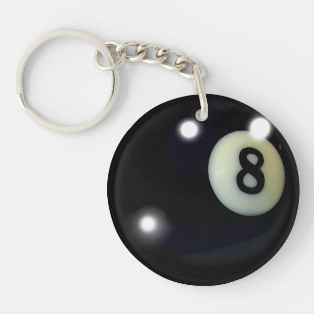 Porte-clés Noir 8 Ball Pool Ball Conception du jeu sportif (Devant)