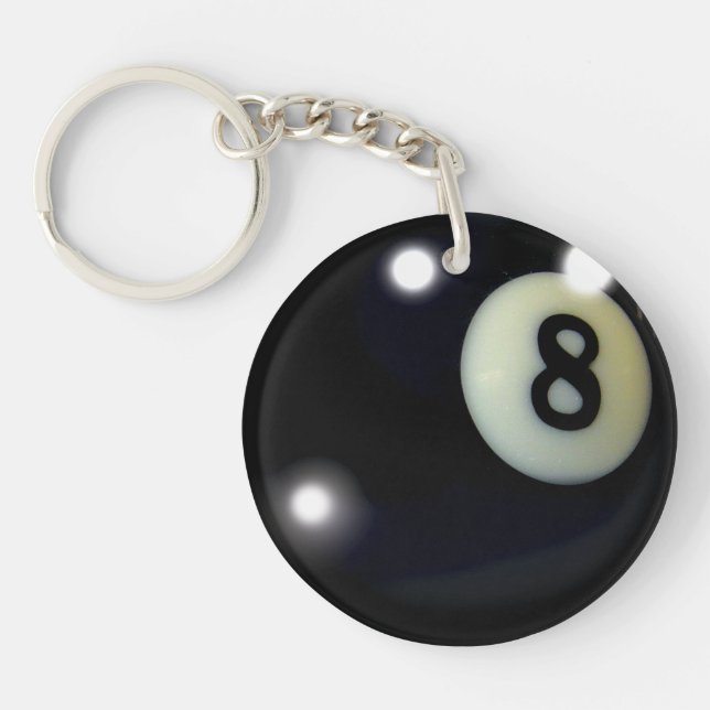 Porte-clés Noir 8 Ball Pool Ball Conception du jeu sportif (Devant)