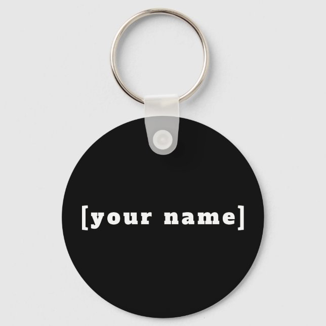 Porte-clés noir blanc avec votre nom (Recto)