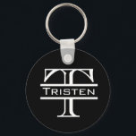 Porte-clés Noir Blanc Monogramme Classique Nom<br><div class="desc">I’m sorry, but I don’t see a German sentence in your message. Could you please provide the German text you’d like translated into French?</div>