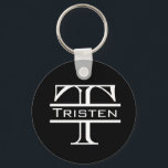 Porte-clés Noir Blanc Monogramme Classique Nom<br><div class="desc">I’m sorry,  but I don’t see a German sentence in your message. Could you please provide the German text you’d like translated into French?</div>