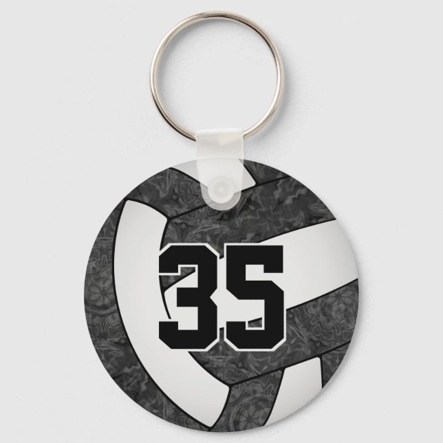 Porte-clés noir blanc volleyball porte - clé école nom de la  (Recto)