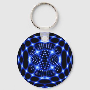 Porte-clés Noir bleu néon fractal
