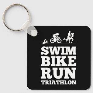 Porte-clés Noir ・ Course à vélo de natation Triathlon Motivat