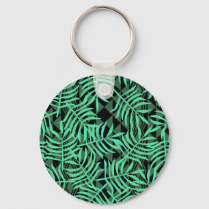 Porte-clés Noir en feuille de palmier tropical exotique