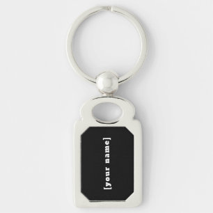 Porte-clés noir et blanc avec votre nom
