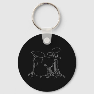 Porte-clés Noir et blanc Kit tambour Silhouette - Pour tambou