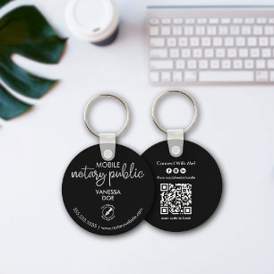 Porte-clés Noir et blanc Notaire Code QR Logo Business Promo